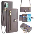 For Xiaomi Mi 11 Lite Sheep Texture Cross-body Zipper Wallet Leather Phone Case(Grey) - 1