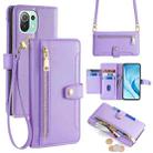 For Xiaomi Mi 11 Lite Sheep Texture Cross-body Zipper Wallet Leather Phone Case(Purple) - 1