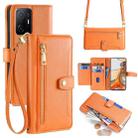 For Xiaomi 11T / 11T Pro Sheep Texture Cross-body Zipper Wallet Leather Phone Case(Orange) - 1