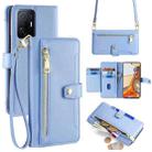 For Xiaomi 11T / 11T Pro Sheep Texture Cross-body Zipper Wallet Leather Phone Case(Blue) - 1