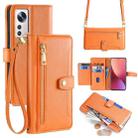 For Xiaomi 12 Sheep Texture Cross-body Zipper Wallet Leather Phone Case(Orange) - 1
