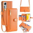 For Xiaomi 12 Lite Sheep Texture Cross-body Zipper Wallet Leather Phone Case(Orange) - 1