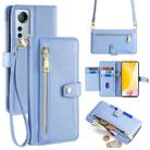 For Xiaomi 12 Lite Sheep Texture Cross-body Zipper Wallet Leather Phone Case(Blue) - 1