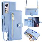 For Xiaomi 12 Pro Sheep Texture Cross-body Zipper Wallet Leather Phone Case(Blue) - 1
