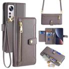 For Xiaomi 12 Pro Sheep Texture Cross-body Zipper Wallet Leather Phone Case(Grey) - 1