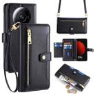 For Xiaomi 12S Ultra Sheep Texture Cross-body Zipper Wallet Leather Phone Case(Black) - 1