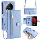 For Xiaomi 12S Ultra Sheep Texture Cross-body Zipper Wallet Leather Phone Case(Blue) - 1