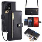 For Xiaomi 13 Sheep Texture Cross-body Zipper Wallet Leather Phone Case(Black) - 1