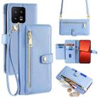 For Xiaomi 13 Sheep Texture Cross-body Zipper Wallet Leather Phone Case(Blue) - 1