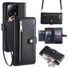 For Xiaomi 13 Pro Sheep Texture Cross-body Zipper Wallet Leather Phone Case(Black) - 1