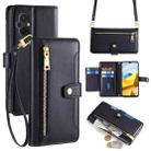 For Xiaomi Poco M5 4G Sheep Texture Cross-body Zipper Wallet Leather Phone Case(Black) - 1