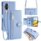 For Xiaomi Poco M5 4G Sheep Texture Cross-body Zipper Wallet Leather Phone Case(Blue) - 1