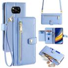 For Xiaomi Poco X3 NFC / X3 / X3 Pro Sheep Texture Cross-body Zipper Wallet Leather Phone Case(Blue) - 1