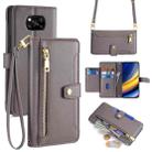 For Xiaomi Poco X3 NFC / X3 / X3 Pro Sheep Texture Cross-body Zipper Wallet Leather Phone Case(Grey) - 1