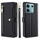 For Xiaomi Redmi Note 13 4G Sheep Texture Cross-body Zipper Wallet Leather Phone Case(Black) - 1