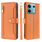 For Xiaomi Redmi Note 13 4G Sheep Texture Cross-body Zipper Wallet Leather Phone Case(Orange) - 1