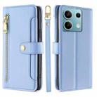 For Xiaomi Redmi Note 13 4G Sheep Texture Cross-body Zipper Wallet Leather Phone Case(Blue) - 1