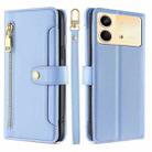 For Xiaomi Redmi Note 13R Pro 5G Sheep Texture Cross-body Zipper Wallet Leather Phone Case(Blue) - 1