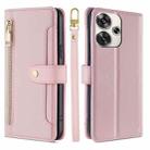 For Xiaomi Redmi Turbo 3 5G Sheep Texture Cross-body Zipper Wallet Leather Phone Case(Pink) - 1