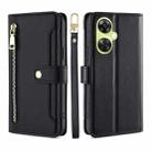 For OnePlus Nord CE 3 Lite 5G Lite Sheep Texture Cross-body Zipper Wallet Leather Phone Case(Black) - 1