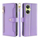 For OnePlus Nord CE 3 Lite 5G Lite Sheep Texture Cross-body Zipper Wallet Leather Phone Case(Purple) - 1