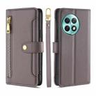 For OnePlus Ace 2 Pro Sheep Texture Cross-body Zipper Wallet Leather Phone Case(Grey) - 1