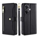 For OnePlus Nord CE3 5G Lite Sheep Texture Cross-body Zipper Wallet Leather Phone Case(Black) - 1