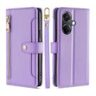 For OnePlus Nord CE3 5G Lite Sheep Texture Cross-body Zipper Wallet Leather Phone Case(Purple) - 1