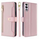 For OnePlus Ace 3V 5G Sheep Texture Cross-body Zipper Wallet Leather Phone Case(Pink) - 1