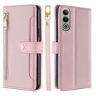 For OnePlus Nord CE4 Sheep Texture Cross-body Zipper Wallet Leather Phone Case(Pink) - 1