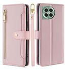 For OnePlus Ace 3 Pro 5G Sheep Texture Cross-body Zipper Wallet Leather Phone Case(Pink) - 1