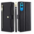 For OnePlus Nord CE 4 Lite 5G Sheep Texture Cross-body Zipper Wallet Leather Phone Case(Black) - 1