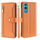 For OnePlus Nord CE 4 Lite 5G Sheep Texture Cross-body Zipper Wallet Leather Phone Case(Orange) - 1