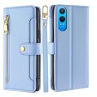 For OnePlus Nord CE 4 Lite 5G Sheep Texture Cross-body Zipper Wallet Leather Phone Case(Blue) - 1