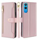 For OnePlus Nord CE 4 Lite 5G Sheep Texture Cross-body Zipper Wallet Leather Phone Case(Pink) - 1