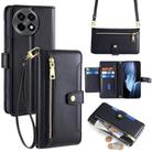 For OnePlus Ace 5 / 5 Pro Sheep Texture Cross-body Zipper Wallet Leather Phone Case(Black) - 1