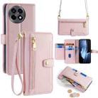 For OnePlus Ace 5 / 5 Pro Sheep Texture Cross-body Zipper Wallet Leather Phone Case(Pink) - 1