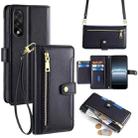 For OnePlus Ace 5 Ultra / Nord 5 Sheep Texture Cross-body Zipper Wallet Leather Phone Case(Black) - 1
