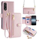 For OnePlus Ace 5 Ultra / Nord 5 Sheep Texture Cross-body Zipper Wallet Leather Phone Case(Pink) - 1
