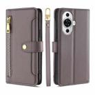 For Huawei nova 11 4G Lite Sheep Texture Cross-body Zipper Wallet Leather Phone Case(Grey) - 1