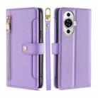 For Huawei nova 11 4G Lite Sheep Texture Cross-body Zipper Wallet Leather Phone Case(Purple) - 1