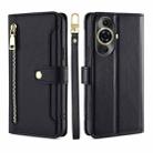 For Huawei nova 11 Pro 4G / 11 Ultra 4G Lite Sheep Texture Cross-body Zipper Wallet Leather Phone Case(Black) - 1