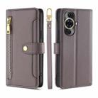 For Huawei nova 11 Pro 4G / 11 Ultra 4G Lite Sheep Texture Cross-body Zipper Wallet Leather Phone Case(Grey) - 1