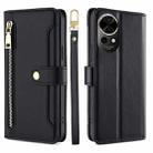 For Huawei nova 12 5G Sheep Texture Cross-body Zipper Wallet Leather Phone Case(Black) - 1