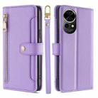 For Huawei nova 12 5G Sheep Texture Cross-body Zipper Wallet Leather Phone Case(Purple) - 1