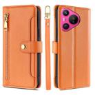 For Huawei Pura 70 5G Sheep Texture Cross-body Zipper Wallet Leather Phone Case(Orange) - 1