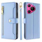 For Huawei Pura 70 5G Sheep Texture Cross-body Zipper Wallet Leather Phone Case(Blue) - 1