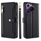 For Huawei Pura 70 Pro / 70 Pro+ 5G Sheep Texture Cross-body Zipper Wallet Leather Phone Case(Black) - 1