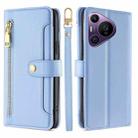 For Huawei Pura 70 Pro / 70 Pro+ 5G Sheep Texture Cross-body Zipper Wallet Leather Phone Case(Blue) - 1