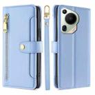 For Huawei Pura 70 Ultra 5G Sheep Texture Cross-body Zipper Wallet Leather Phone Case(Blue) - 1